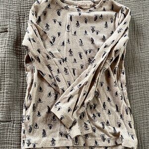 Wheat Cream Long Sleeve Penguin WOOL Top